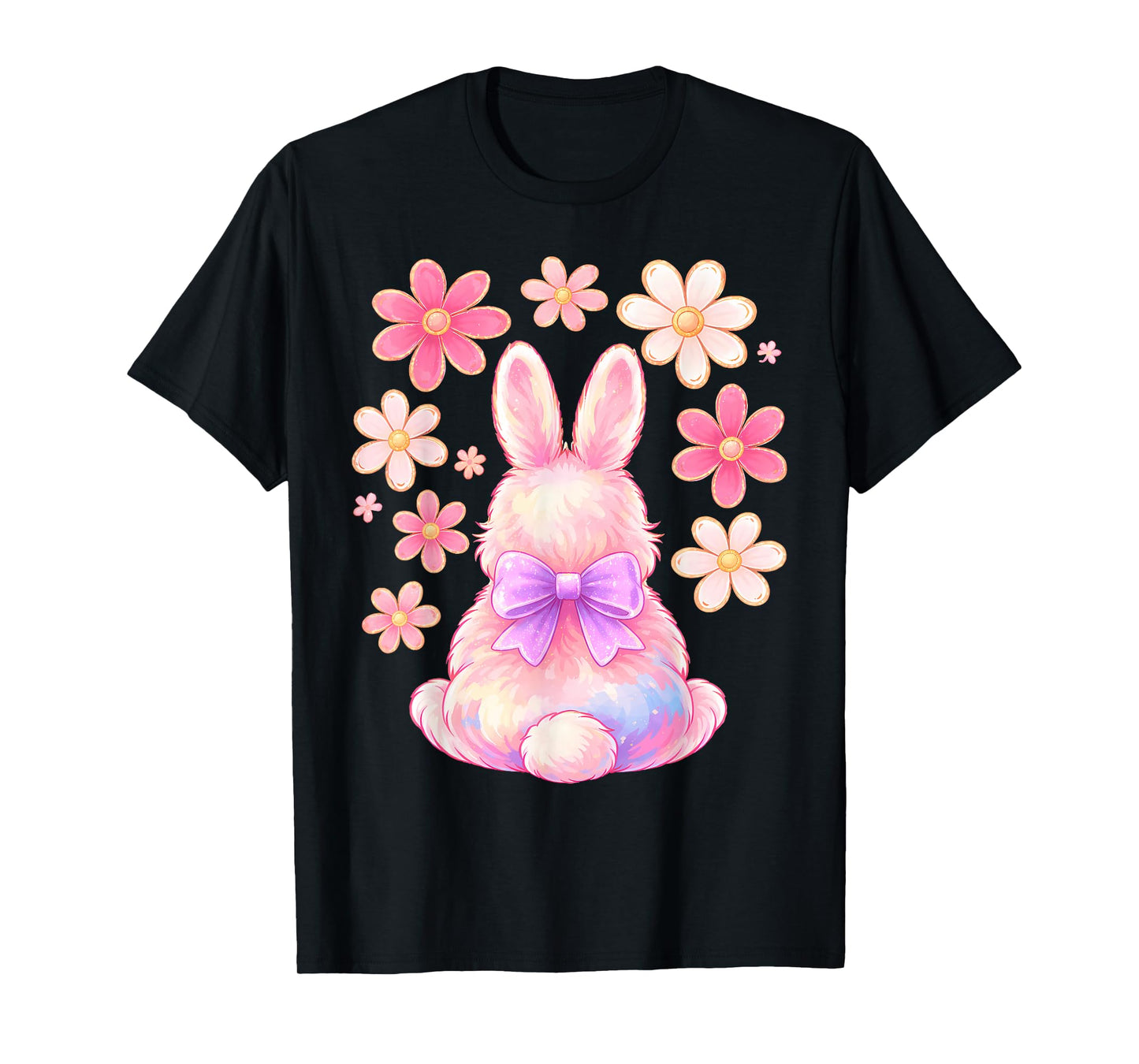 Girls Easter Bunny Face Pink Easter Kids Toddler Girls Women T-Shirt