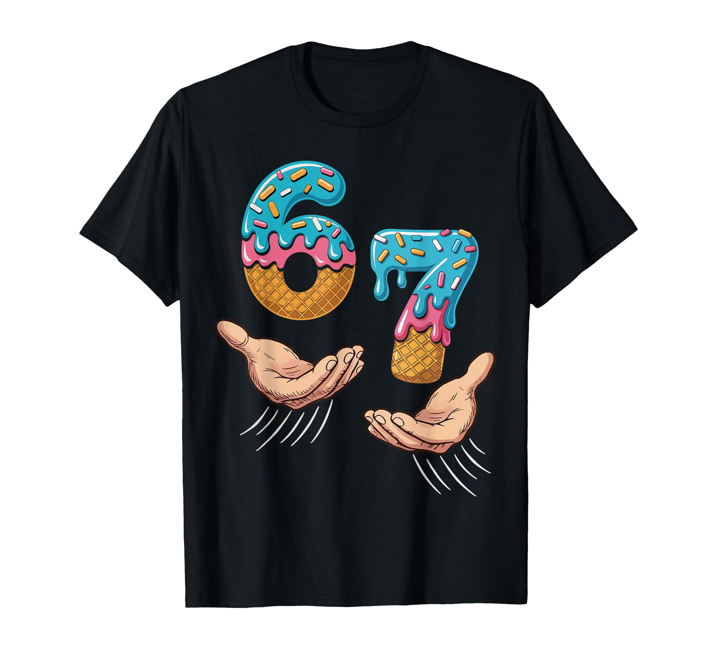Six Seven 6 7 Ice Cream Hands Meme Graphic for Kids T-Shirt