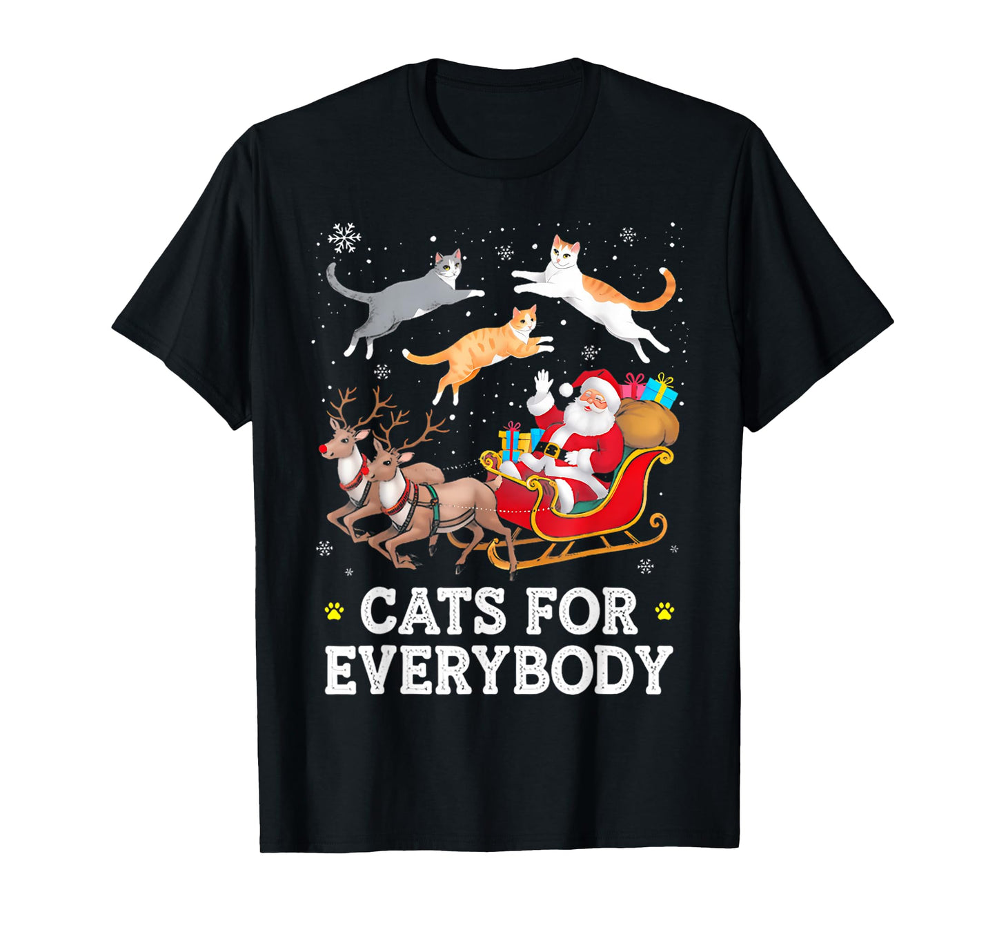 Cats for Everybody Christmas Cat Funny Xmas Women Santa T-Shirt