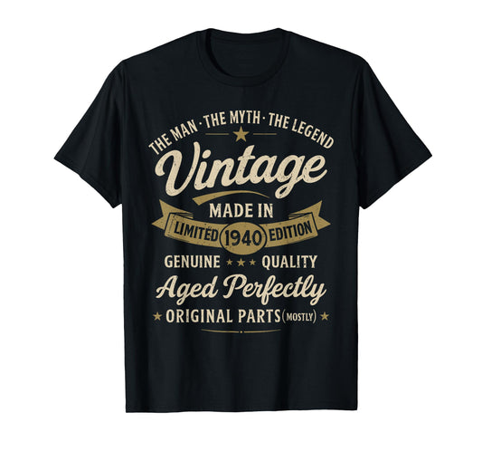 86th Birthday Gift Vintage 1940 Men Funny 86 Years Old 1940 T-Shirt