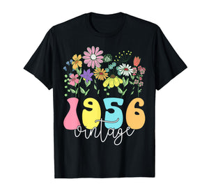 Vintage 1956 70 Years Old Flower 70th Birthday Floral Women T-Shirt