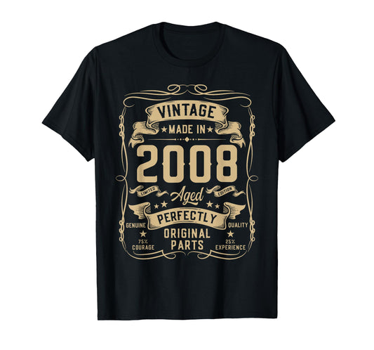 Vintage 2008 18yr 18th Birthday Gifts for Men 18 Years Old T-Shirt