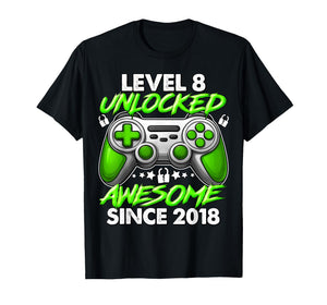 Level 8 Unlocked 8 Year Old Gifts for Boys 8th Birthday Boy T-Shirt