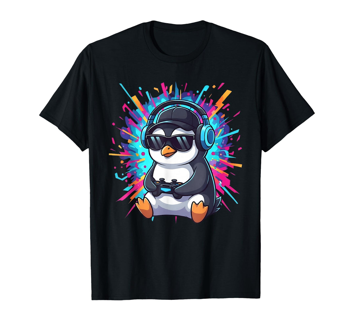 Cute Gamer Penguin Funny Video Games Men Women Kids T-Shirt