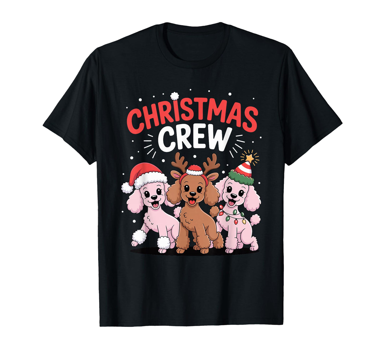 Christmas Crew Xmas Puppy Dog Breed Funny Christmas Poodle T-Shirt