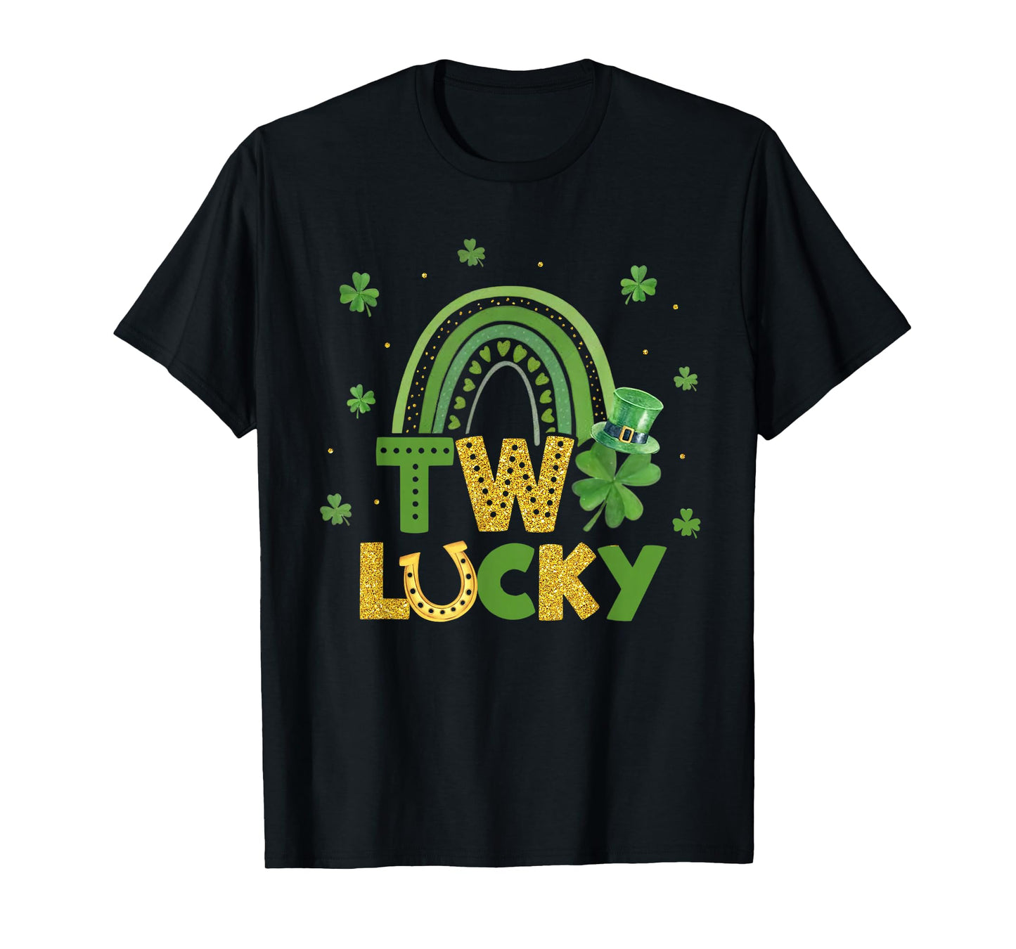 2nd Birthday Rainbow Shamrock Two Lucky 2 Year Old Girl Boy T-Shirt