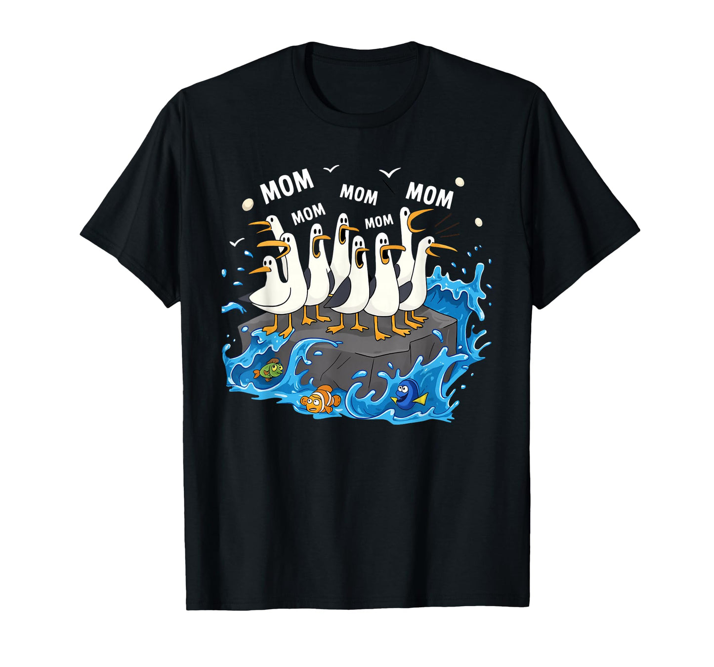 Funny Mom Seagull Family Mother Lover Design Men Women T-Shirt