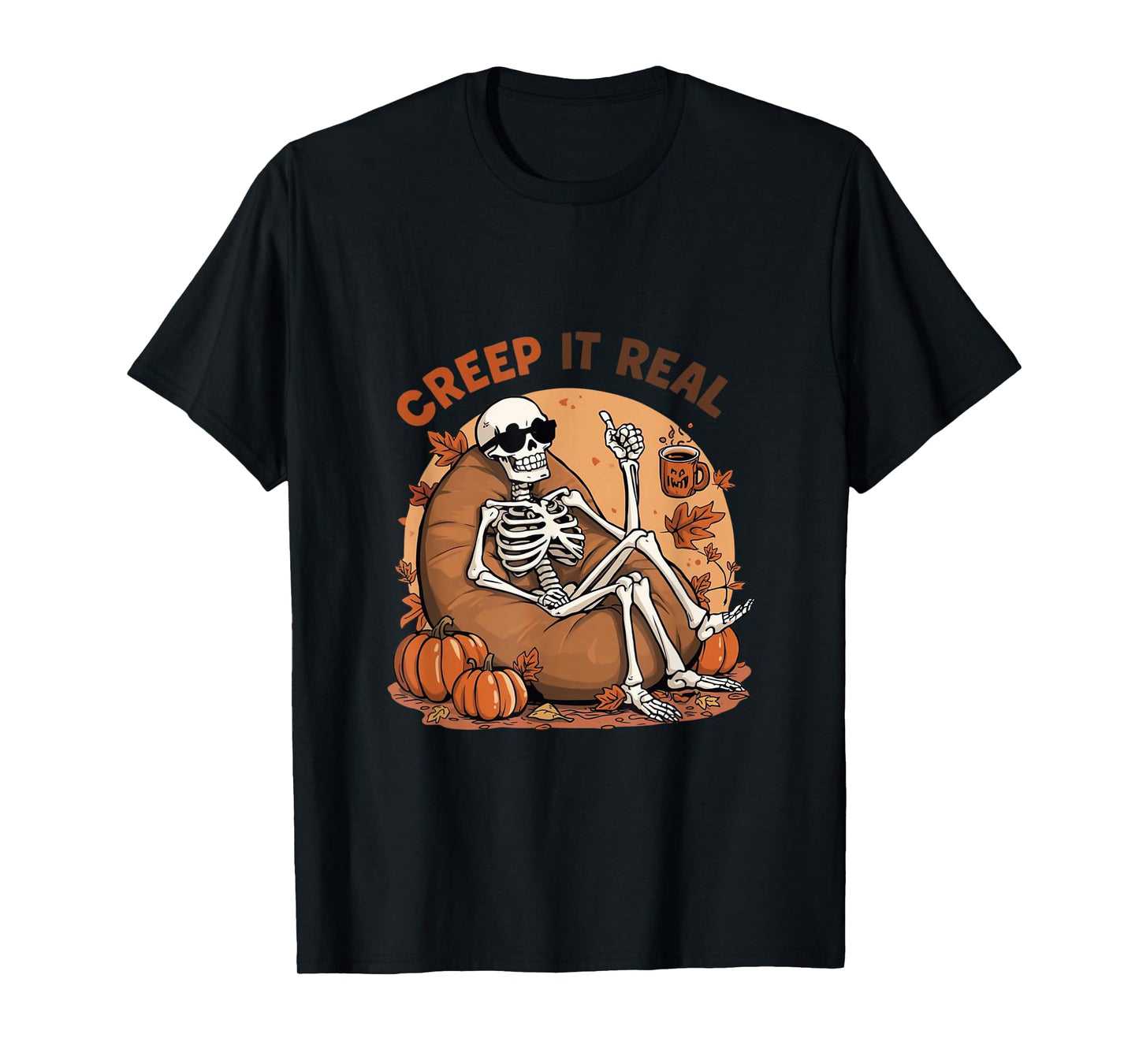 Creep It Real Funny Skeleton Halloween Design T-Shirt