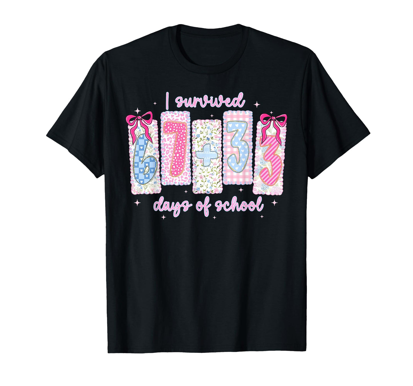 I Survived 67 + 33 Days of School Coquette Bow Girl Kid T-Shirt