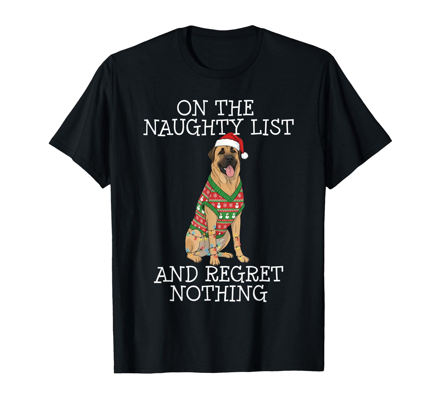 Funny Christmas Anatolian Shepherd Dog Naughty List T-Shirt