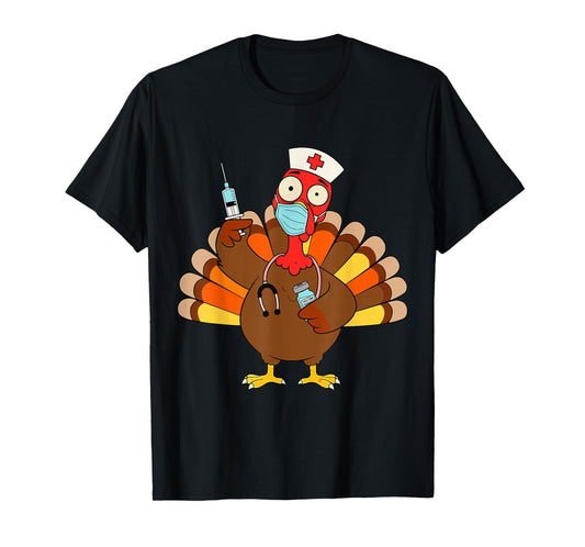 Funny Thanksgiving Nurse Turkey Stethoscope Healthcare T-Shirt