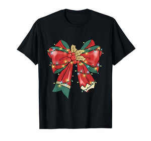 Teacher Christmas Bow Coquette Pencil Xmas Men Women Kids T-Shirt