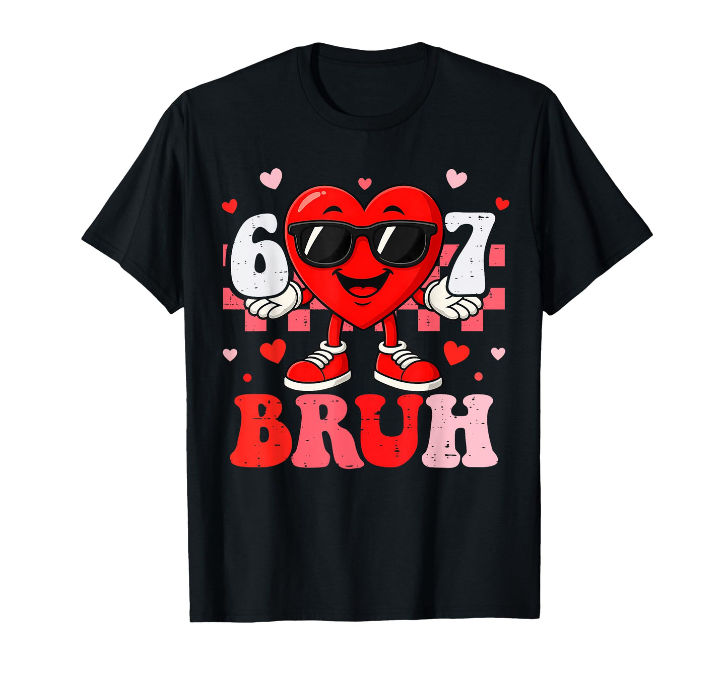Six Seven 67 Bruh 6 7 Meme Funny Valentine Heart Boys Kids T-Shirt