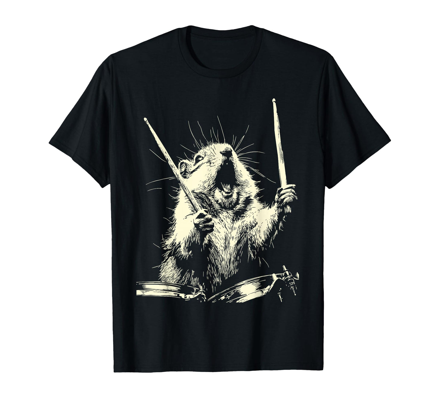 Chipmunk Playing Drums Funny Musician Animal Drummer Punk T-Shirt