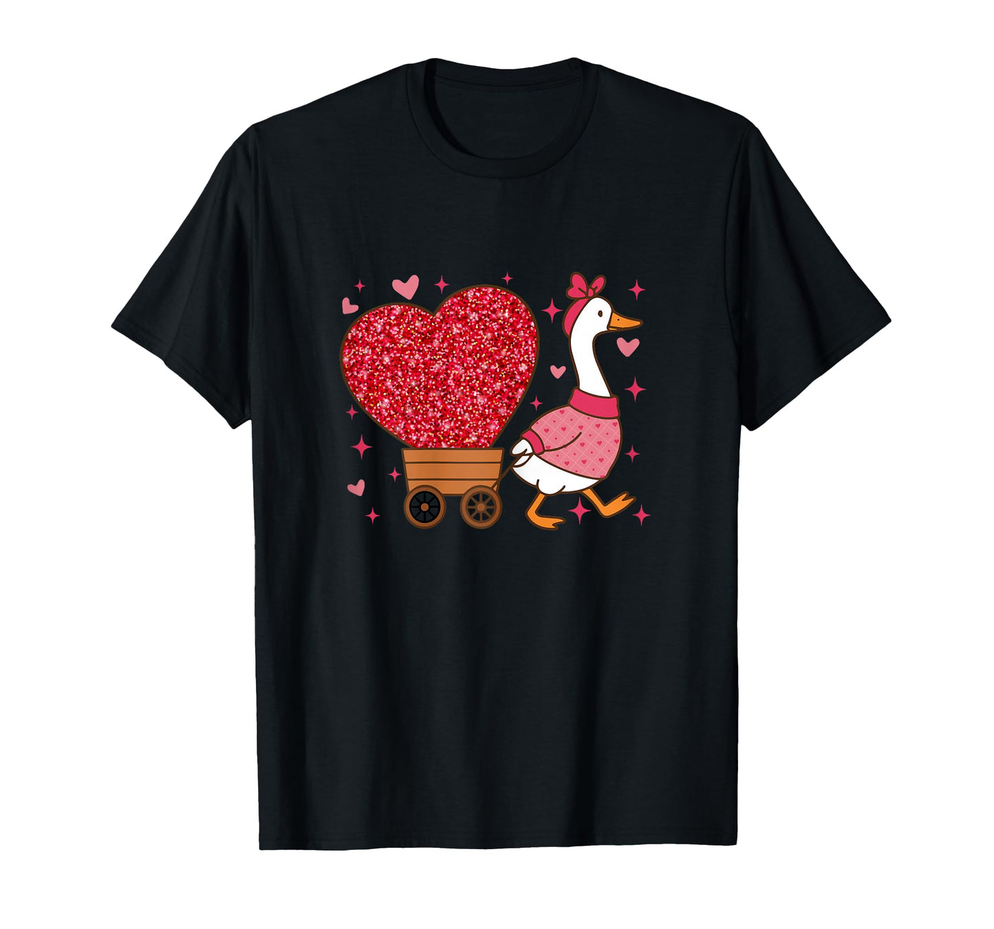 White Valentines Silly Goose Heart for Teachers Kids T-Shirt