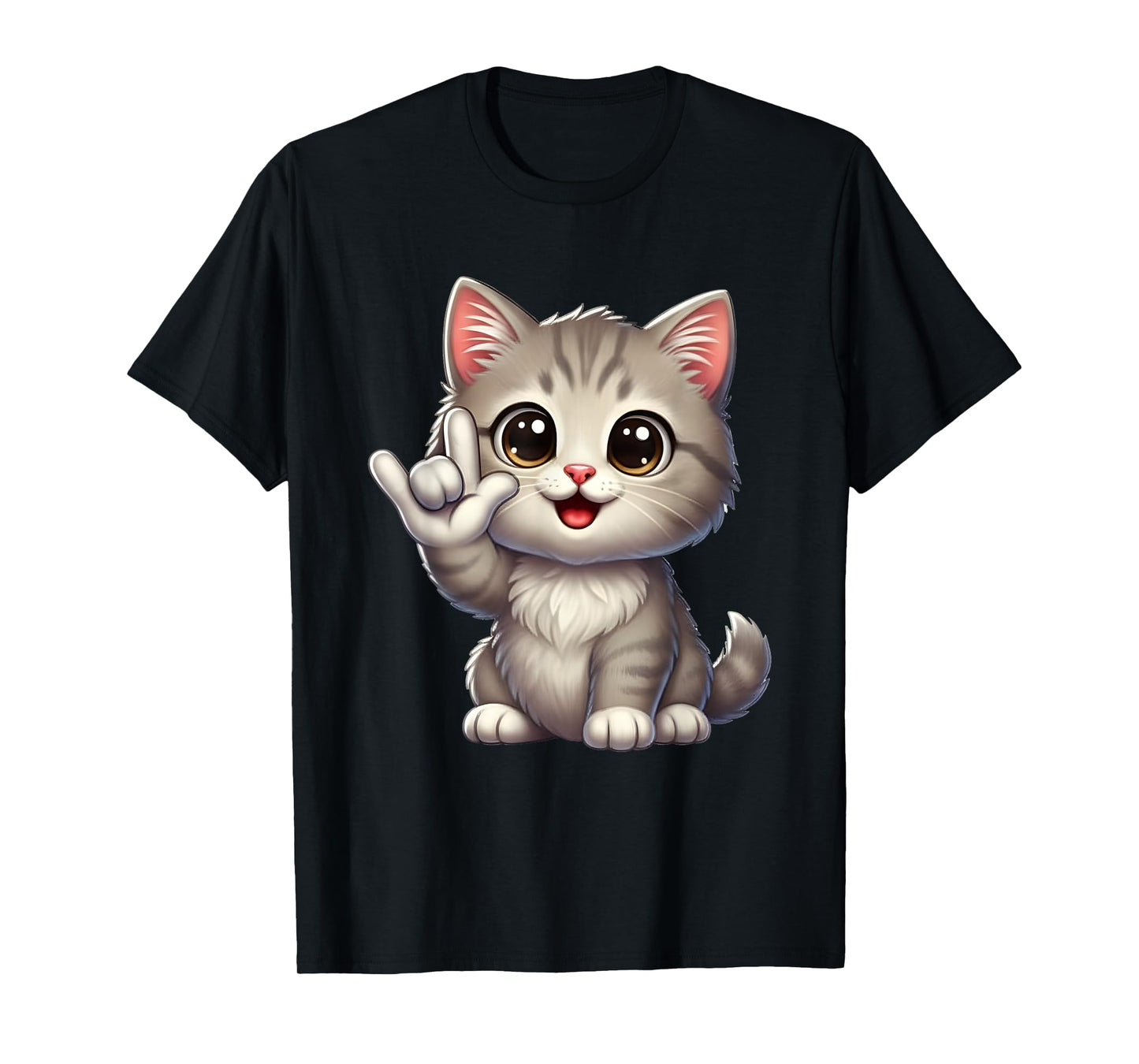 Cat Love You ASL Sign Language Cute Sea Turtle T-Shirt