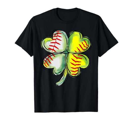 Softball St Patricks Day Shamrock Girls Women Catcher Funny T-Shirt