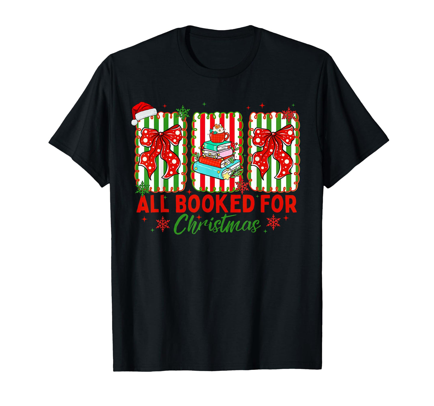 All Booked for Christmas Book Readers Retro Xmas Teachers T-Shirt
