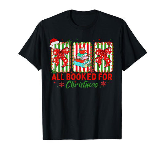 All Booked for Christmas Book Readers Retro Xmas Teachers T-Shirt