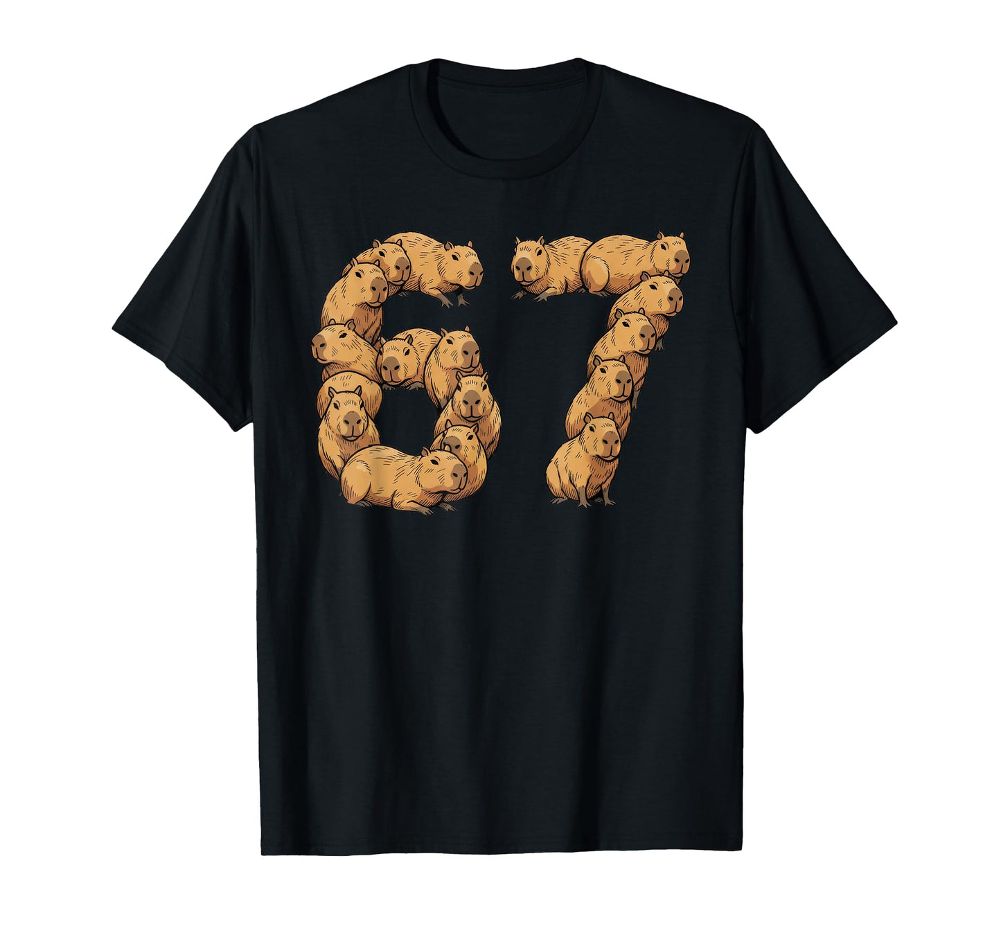 Funny Capybara 6 7 Meme Six Seven Love River Hog T-Shirt
