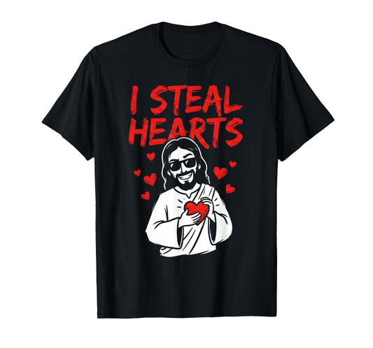 I Steal Hearts Jesus Valentines Day Christian Love Religious T-Shirt