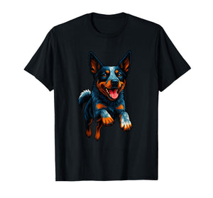 Funny Blue Heeler Dog Jumping Design Blue Heeler Lovers T-Shirt