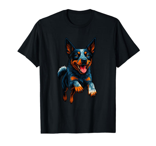 Funny Blue Heeler Dog Jumping Design Blue Heeler Lovers T-Shirt
