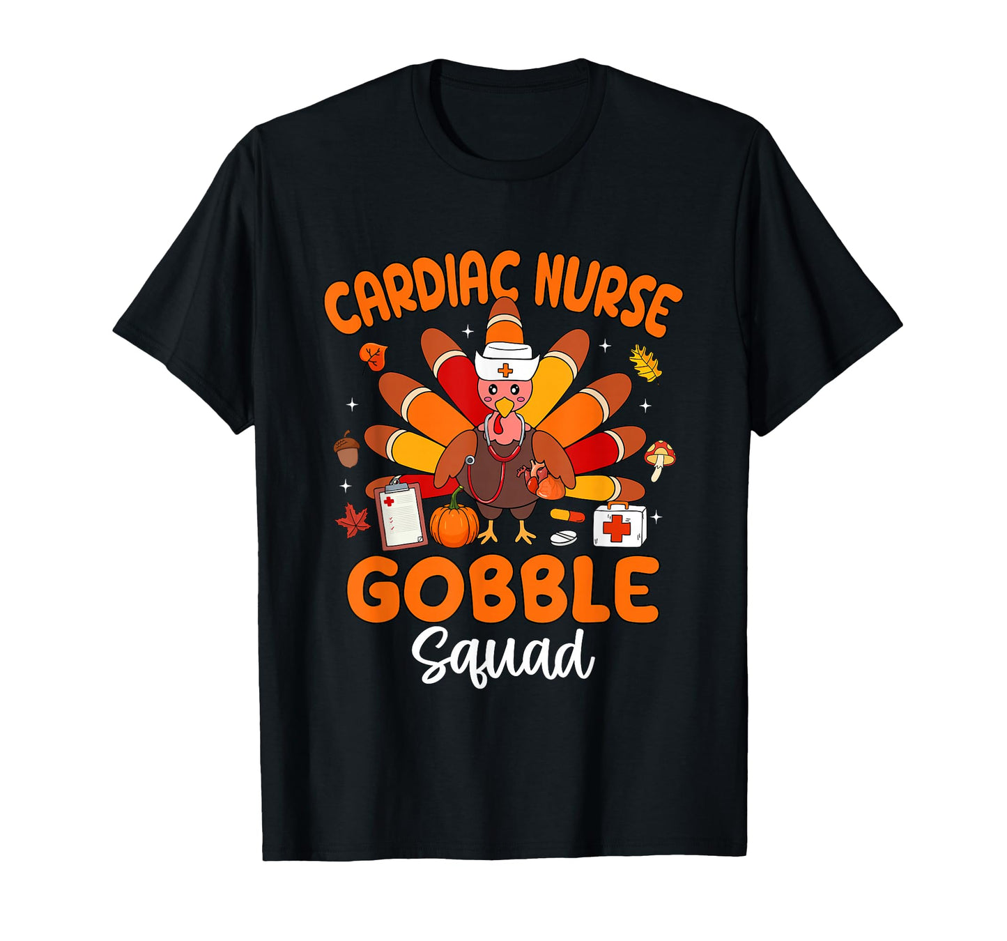 Cardiac Nurse Gobble Squad Turkey Stethoscope Thanksgiving T-Shirt