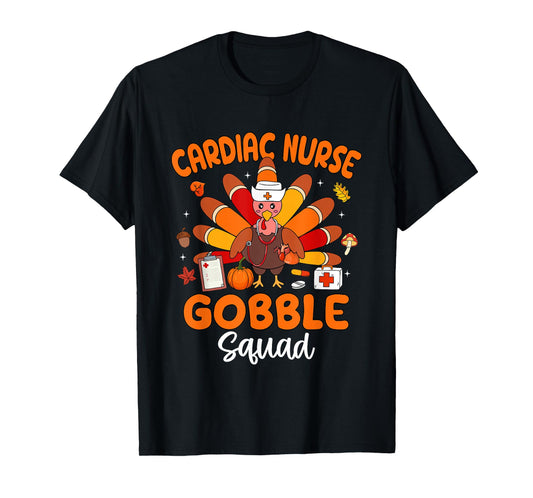 Cardiac Nurse Gobble Squad Turkey Stethoscope Thanksgiving T-Shirt