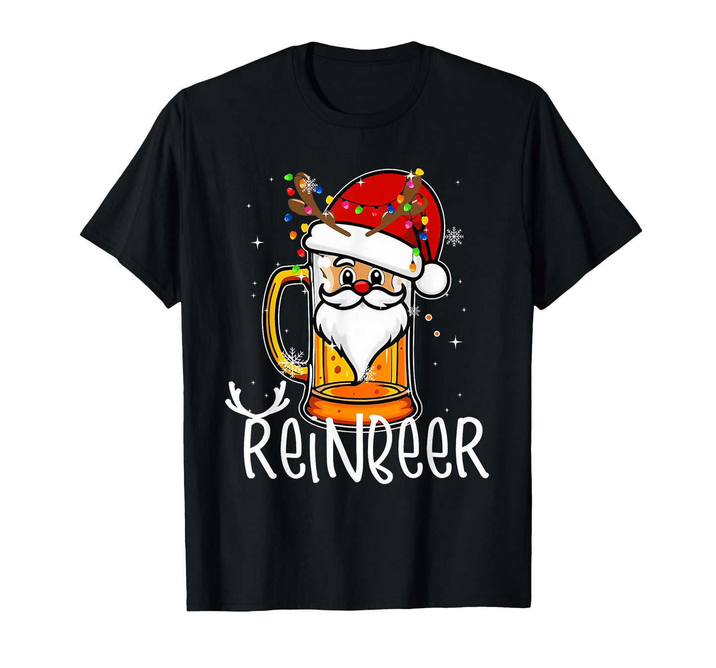 Winedeer Reinbeer Santa Hat Reindeer Couple Xmas Matching T-Shirt