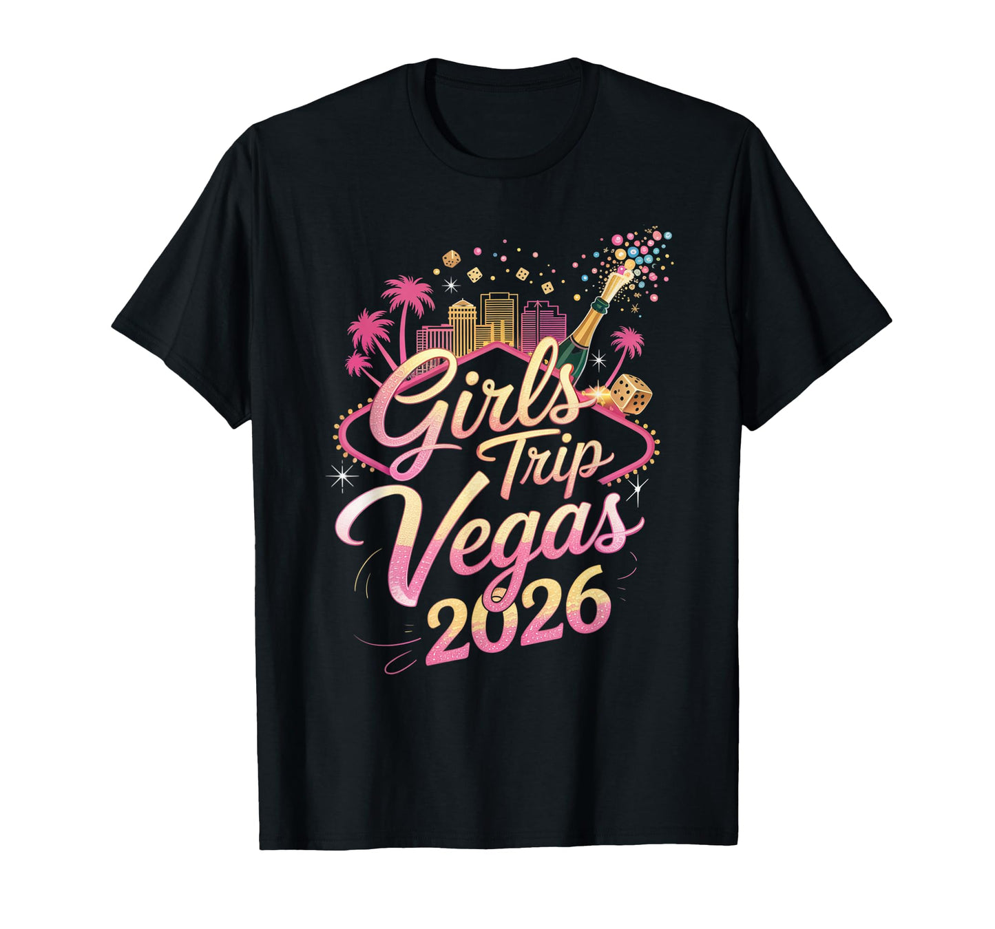 Girls Trip Vegas 2026 Confetti Party Crew T-Shirt