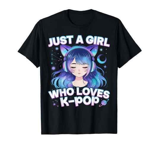 Just A Girl Who Loves K-Pop Cute Listening Kpop Music Lovers T-Shirt