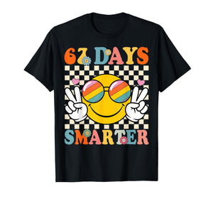 Retro 67 Days Smarter 67 Days of School Groovy Teacher Boy T-Shirt
