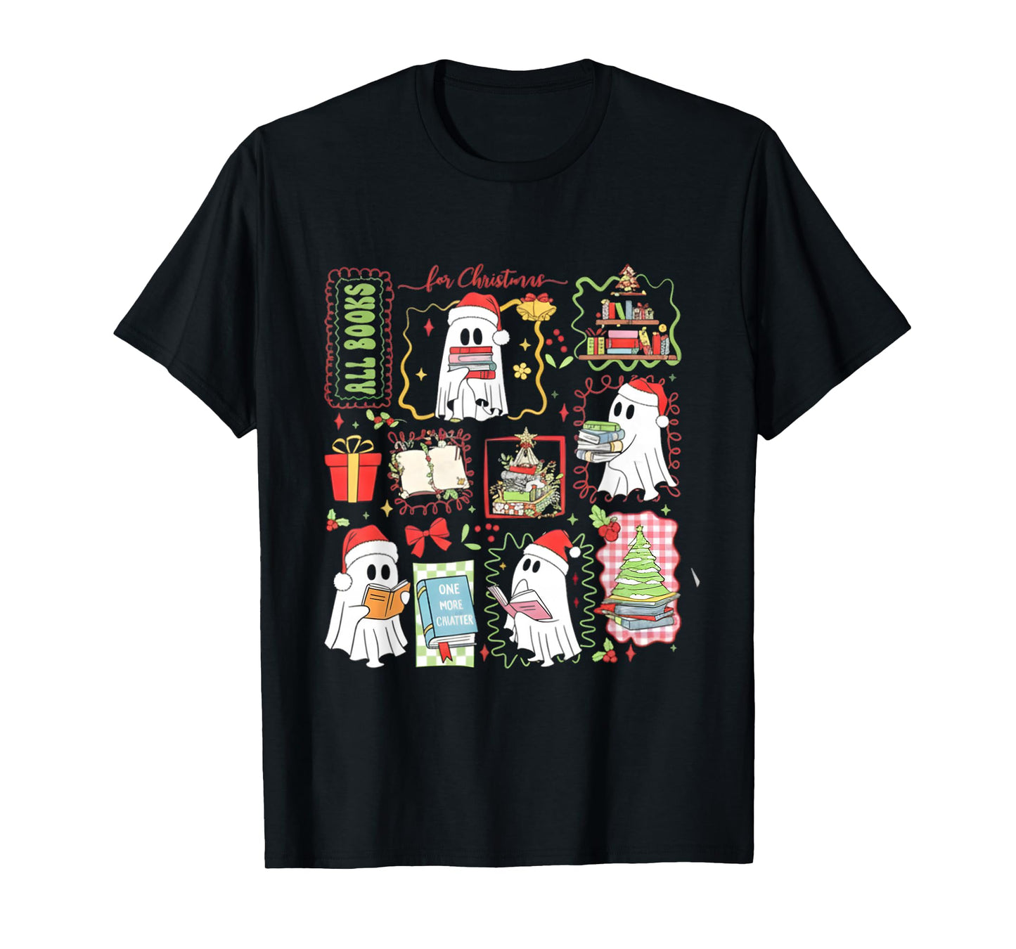 Christmas Book Ghost Xmas Book Ghost Book Lover, Book Club T-Shirt