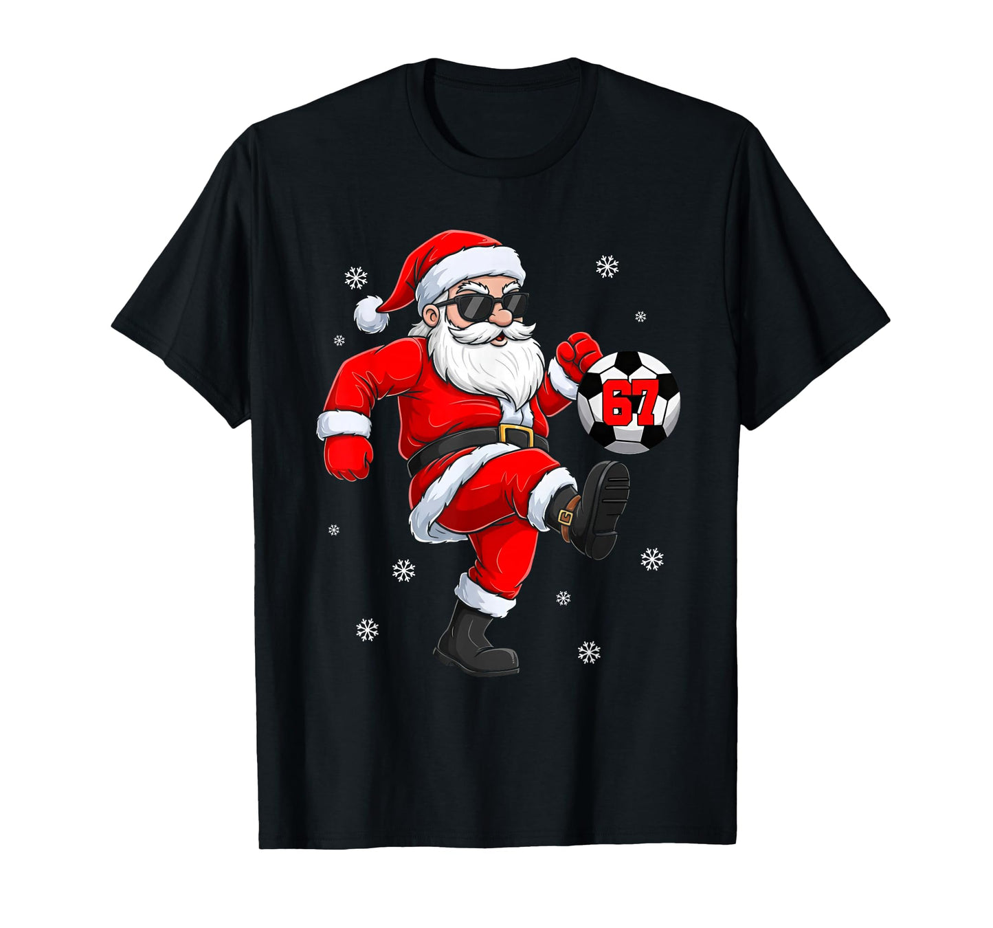Santa Soccer Ball Sports Christmas Soccer Player Men Boys T-Shirt