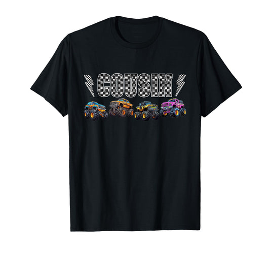 Cousin Retro Monster Truck Family Crew Birthday Matching T-Shirt