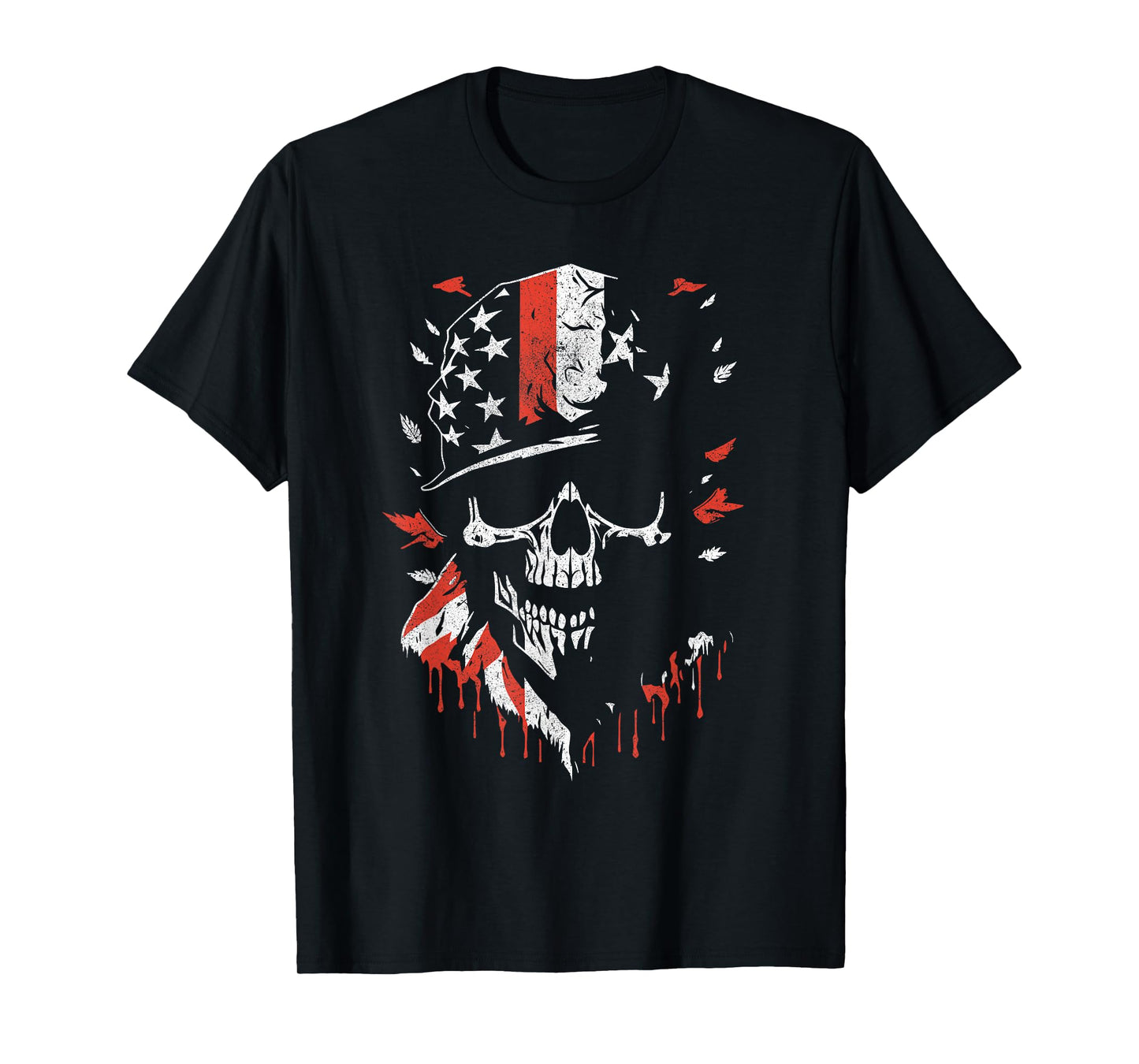 American Flag Skull Soldier Patriotic Military Graphic T-Shirt