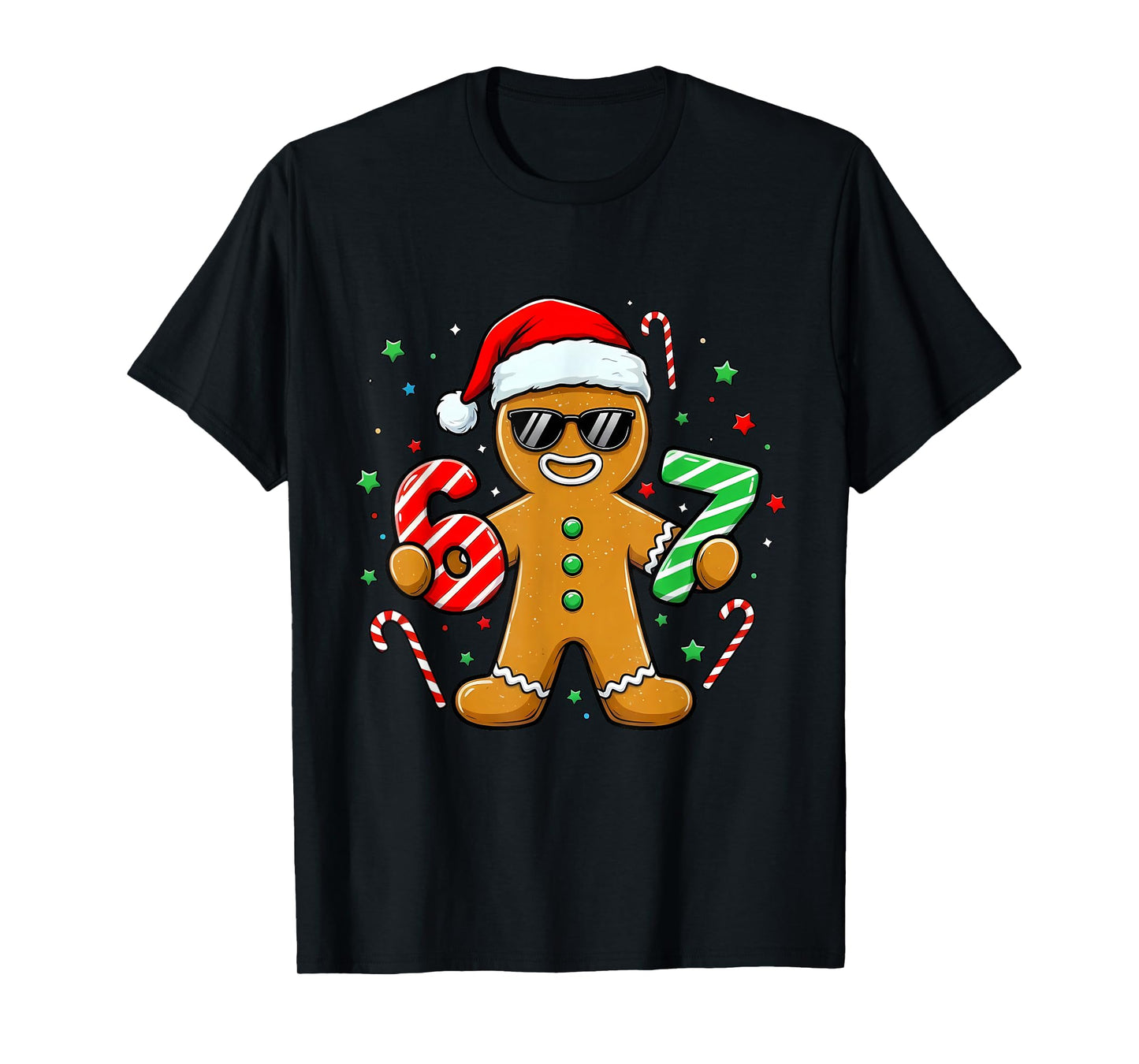 Funny Gingerbread Six Seven 67 Ice Cream Drip Christmas Boys T-Shirt