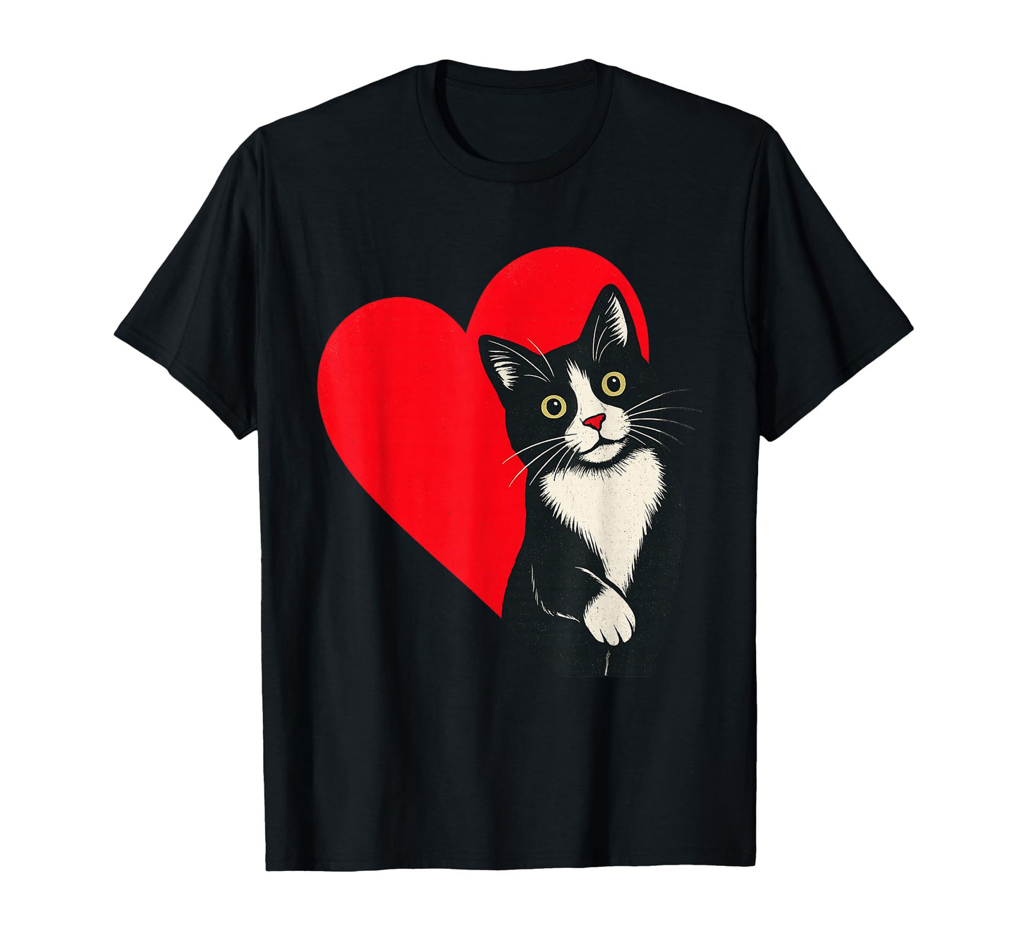 Tuxedo Cat Valentine Heart for Kitten and Animal Lovers T-Shirt