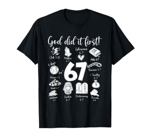 Vintage God Did It First 67 Six Seven Meme Christian Bible T-Shirt