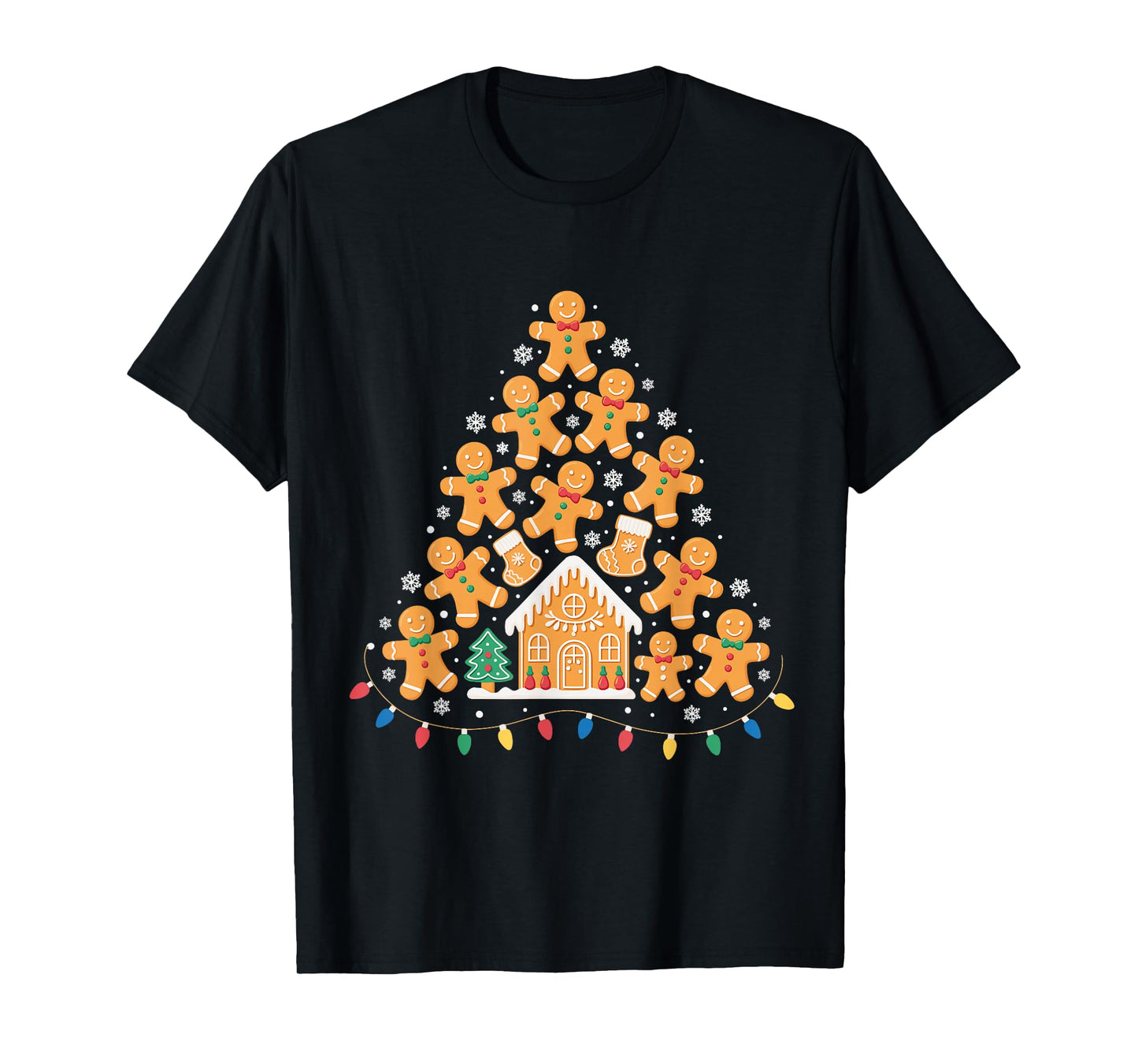 Gingerbread Christmas Tree Lights Xmas Cookie Baking Team T-Shirt
