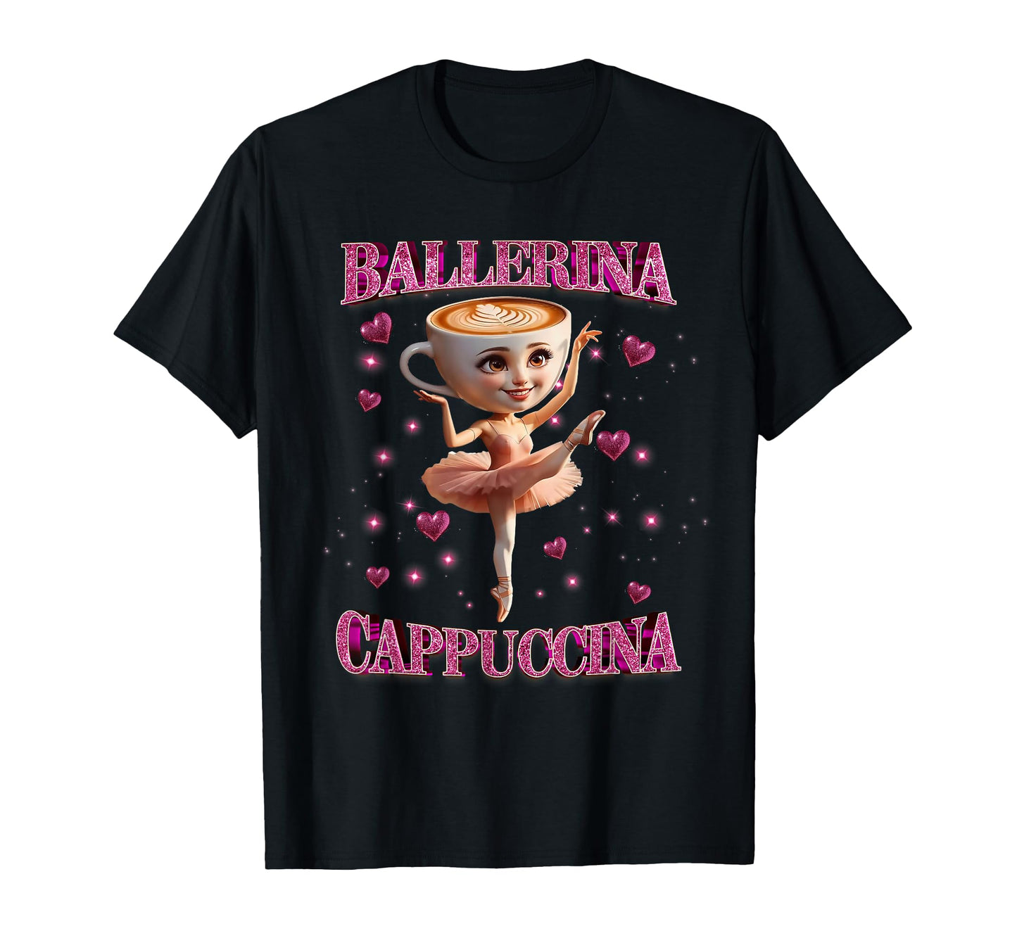 Girls Kids Italian Brainrot Meme Ballerina Cappuccina T-Shirt