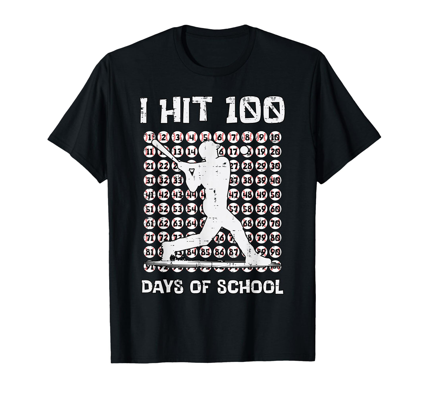 I Hit 100 Days of School Baseball Player 100th Day Boys Kids T-Shirt