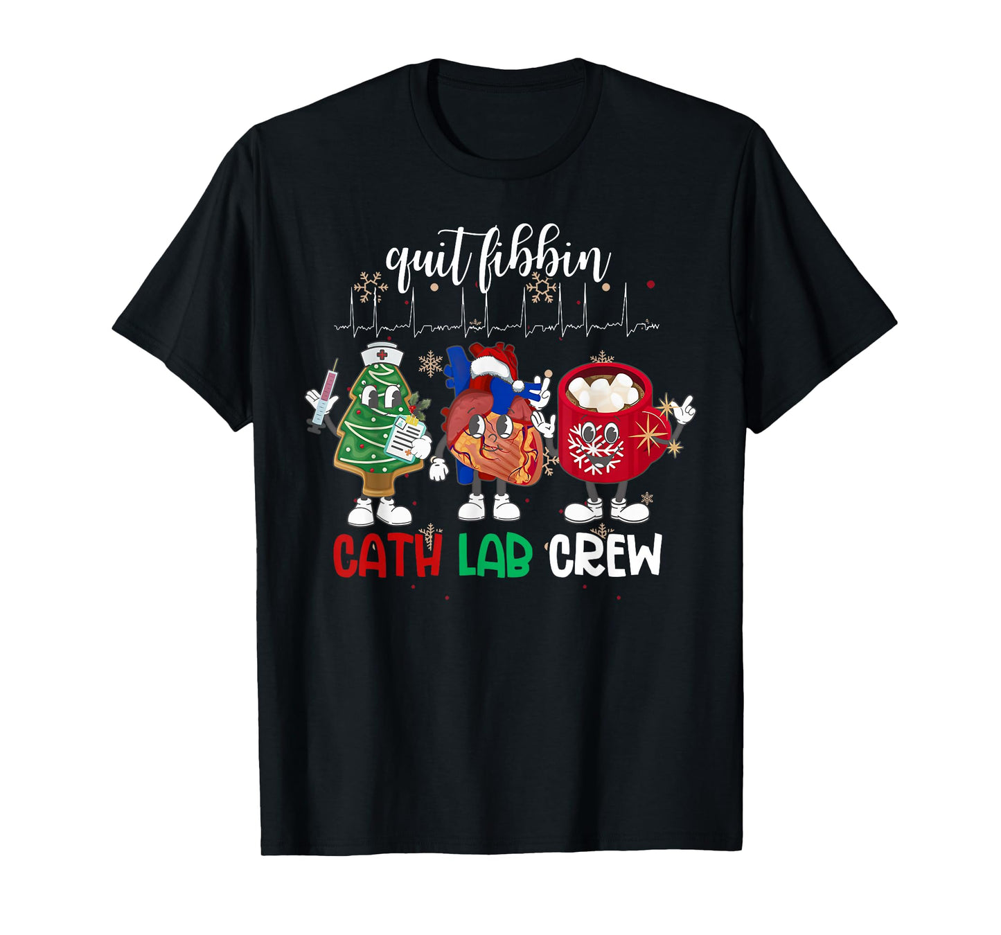 Cath Lab Christmas Crew Cardiology Nurse Echocardiography T-Shirt