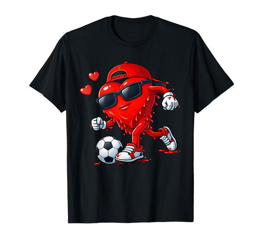Valentine Soccer Heart Drip Sport Love Valentines Day Boys T-Shirt
