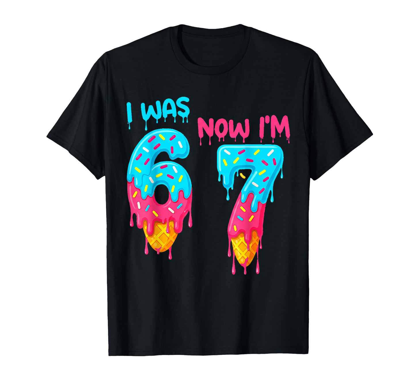 I was 6 Now I'm 7 Funny 7th Birthday Kids Ice Cream Drip T-Shirt