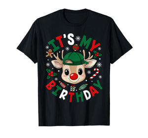 It's My Birthday Boys Kids Reindeer Christmas Pajama T-Shirt