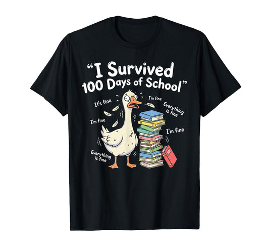 I Survived 100 Days of School Funny Goose 100th Day Smarter T-Shirt