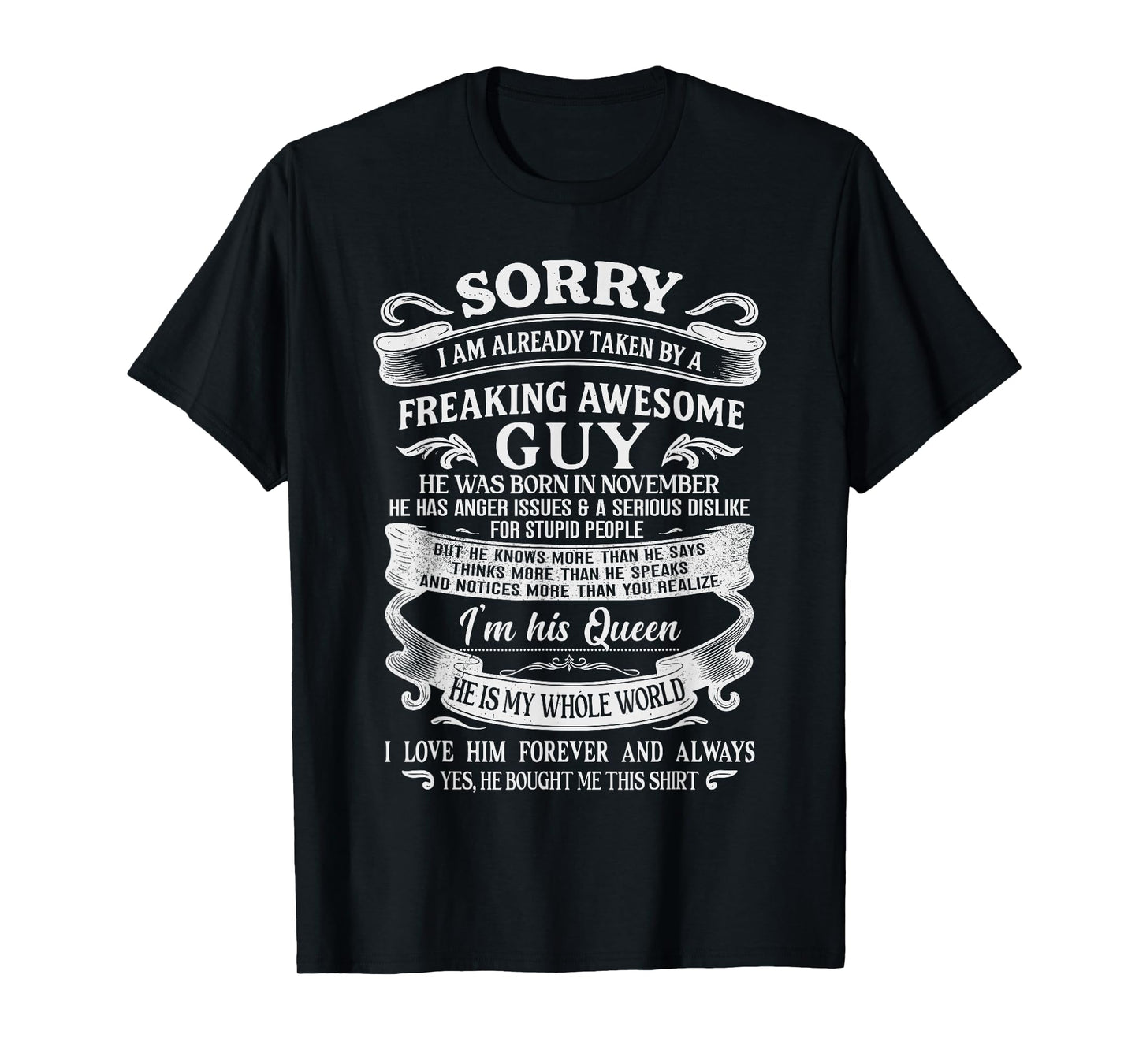 I Am Already Taken by Freaking Awesome Guy Born in November T-Shirt