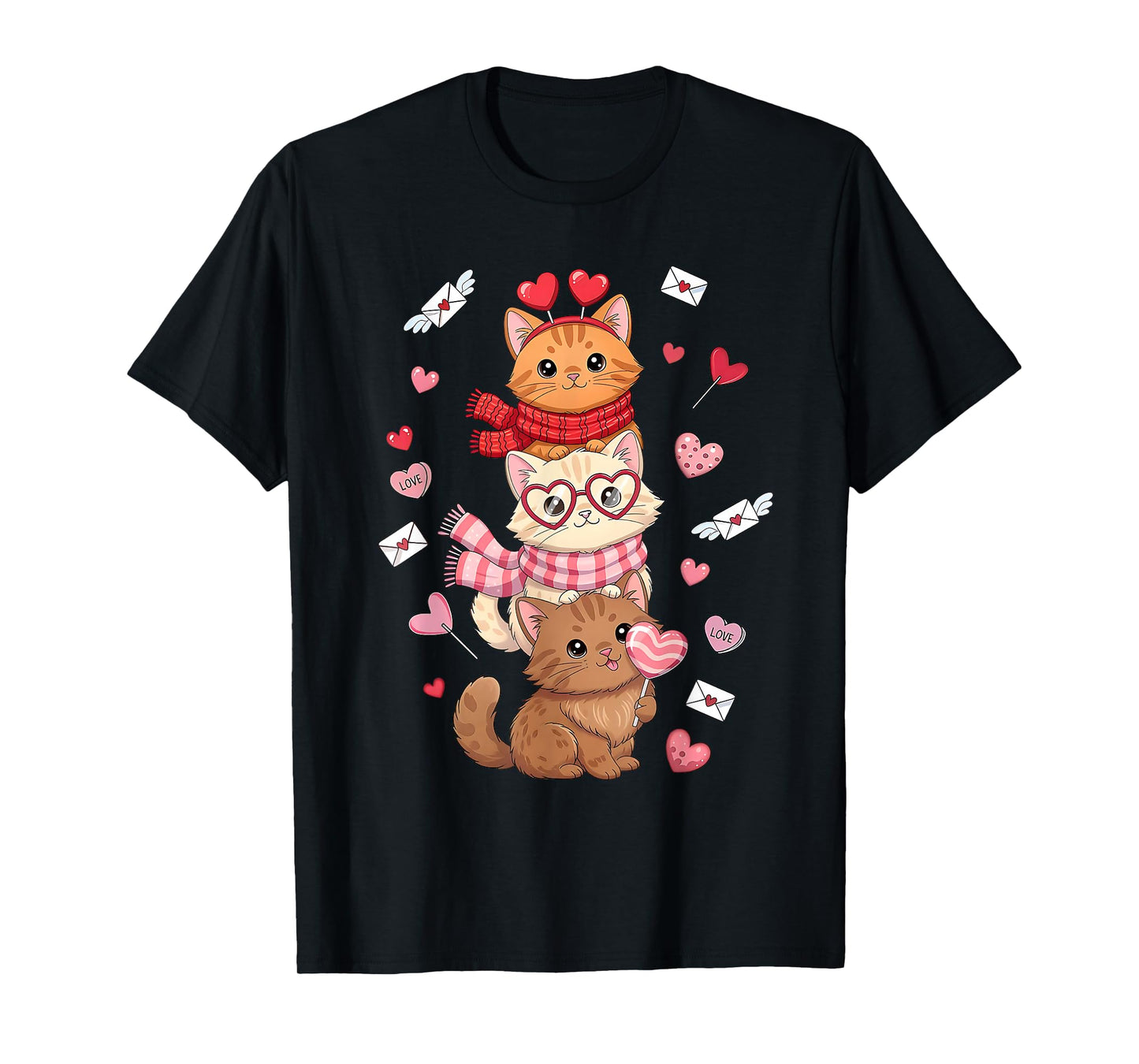 Valentine Cat Happy Meowentines Heart Valentines Cat Lover T-Shirt
